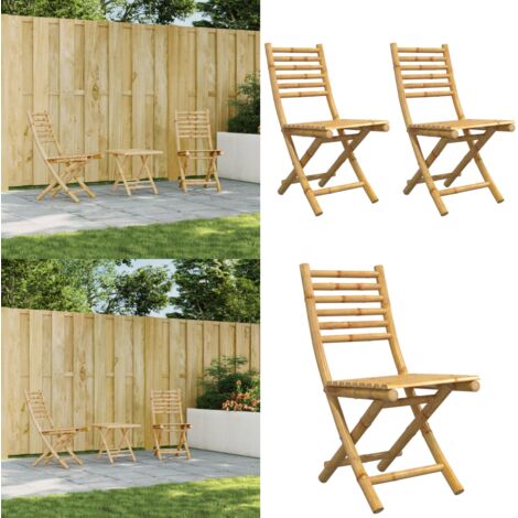 Sedie da Giardino Pieghevoli 2 pz 43x54x88 cm in Bambù - Sedie pieghevoli - Sedie in bambù