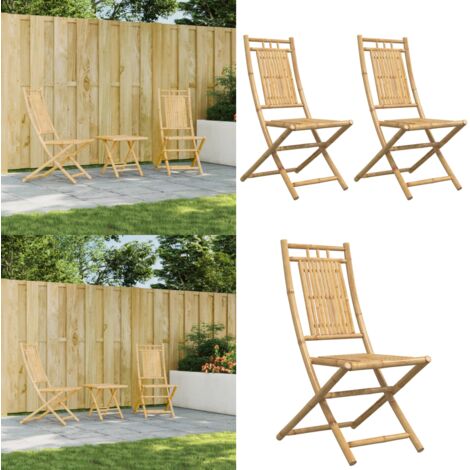 Sedie da Giardino Pieghevoli 2 pz 46x66x99 cm in Bambù - Sedie pieghevoli - Sedie in bambù