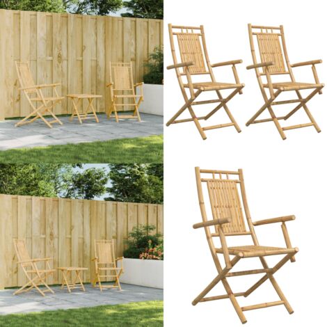 Sedie da Giardino Pieghevoli 2 pz 53x66x99 cm in Bambù - Sedie pieghevoli - Sedie in bambù