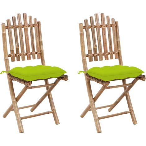 Sedie da Giardino Pieghevoli 2 pz con Cuscini in Bambù vidaXL