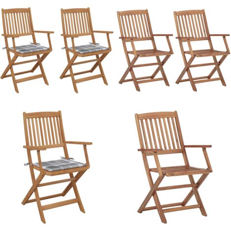 Sedie da Giardino Pieghevoli 2 pz con Cuscini Massello Acacia - Sedie pieghevoli - Sedie in legno