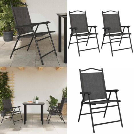 Sedie da Giardino Pieghevoli 2 pz in Acciaio Grigio e Textilene - Sedie pieghevoli - Sedie da esterno