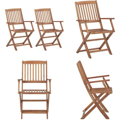 Sedie da Giardino Pieghevoli 2 pz in Legno Massello d'Acacia - Sedie pieghevoli - Sedie da esterno