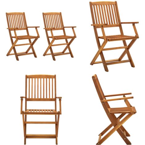 Sedie da Giardino Pieghevoli 2 pz in Legno Massello d'Acacia - Sedie pieghevoli - Sedie da pranzo