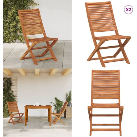 Sedie da Giardino Pieghevoli 2 pz in Legno Massello di Acacia - Sedie pieghevoli - Sedie da esterno