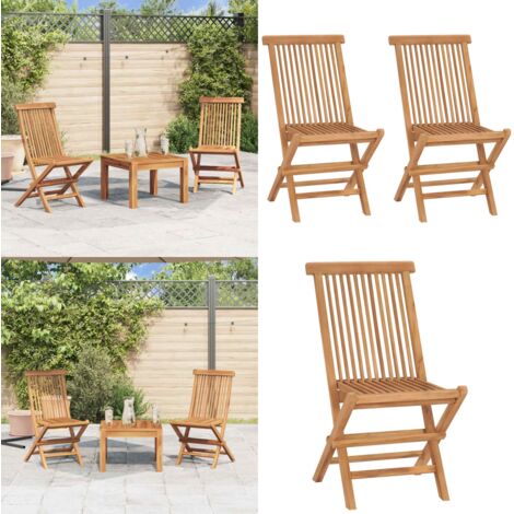 Sedie da Giardino Pieghevoli 2 pz in Legno Massello di Teak - Sedie pieghevoli - Legno teak