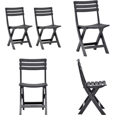Sedie da Giardino Pieghevoli 2 pz in Plastica Antracite - Sedie da balcone - Sedie pieghevoli