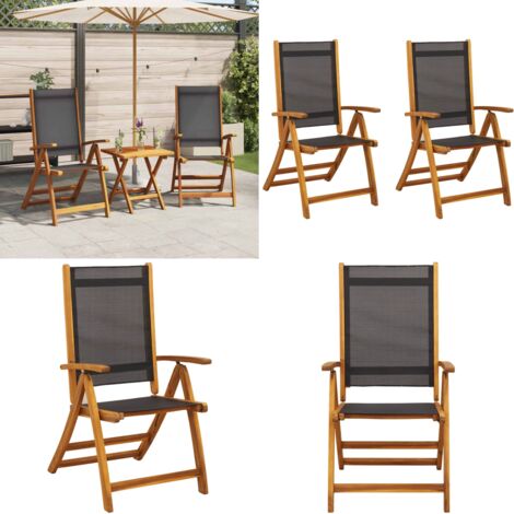 Sedie da Giardino Pieghevoli 2 pz Massello d'Acacia e Textilene - Sedia pieghevole - Sedia in legno
