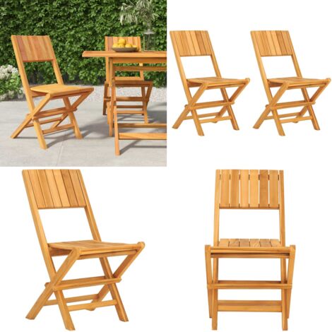 Sedie da Giardino Pieghevoli 2pz 47x61x90cm Legno Massello Teak - Sedie pieghevoli - Sedie in legno