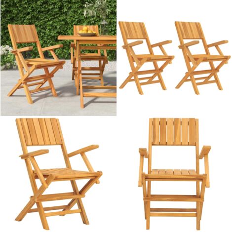 Sedie da Giardino Pieghevoli 2pz 55x61x90cm Legno Massello Teak - Sedie pieghevoli - Sedie in legno