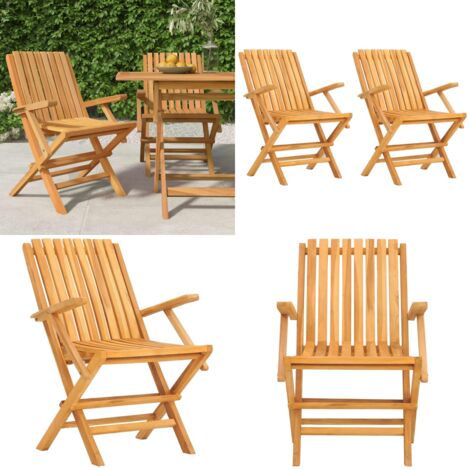 Sedie da Giardino Pieghevoli 2pz 61x67x90cm Legno Massello Teak - Sedie pieghevoli - Sedie in legno