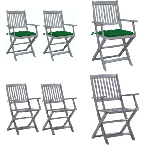 Sedie da Giardino Pieghevoli 2pz con Cuscini in Massello Acacia - Sedie pieghevoli - Sedie da pranzo