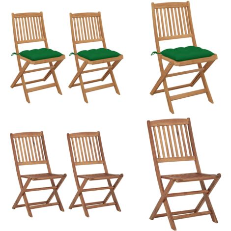 Sedie da Giardino Pieghevoli 2pz con Cuscini Massello d'Acacia - Sedie pieghevoli - Sedie in legno