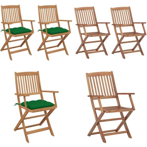 Sedie da Giardino Pieghevoli 2pz con Cuscini Massello d'Acacia - Sedie pieghevoli - Sedie in legno