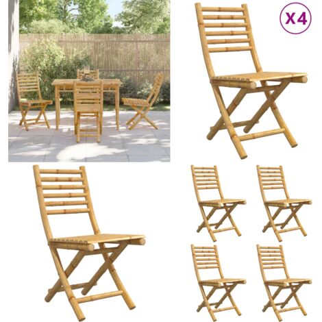 Sedie da Giardino Pieghevoli 4 pz 43x54x88 cm in Bambù - Sedie pieghevoli - Sedie in bambù