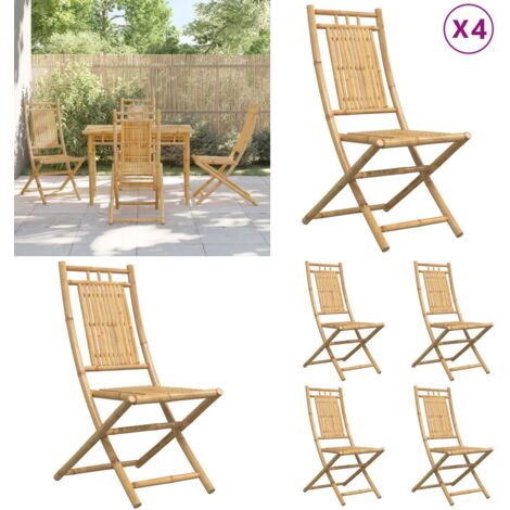 Sedie da Giardino Pieghevoli 4 pz 46x66x99 cm in Bambù - Sedie pieghevoli - Sedie in bambù
