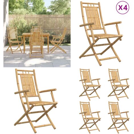 Sedie da Giardino Pieghevoli 4 pz 53x66x99 cm in Bambù - Sedie pieghevoli - Sedie in bambù