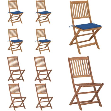 Sedie da Giardino Pieghevoli 4 pz con Cuscini Massello Acacia - Sedia pieghevole - Cuscino per seduta