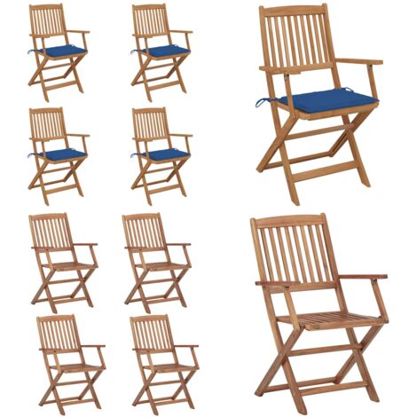 Sedie da Giardino Pieghevoli 4 pz con Cuscini Massello Acacia - Sedie pieghevoli - Sedie in legno acacia