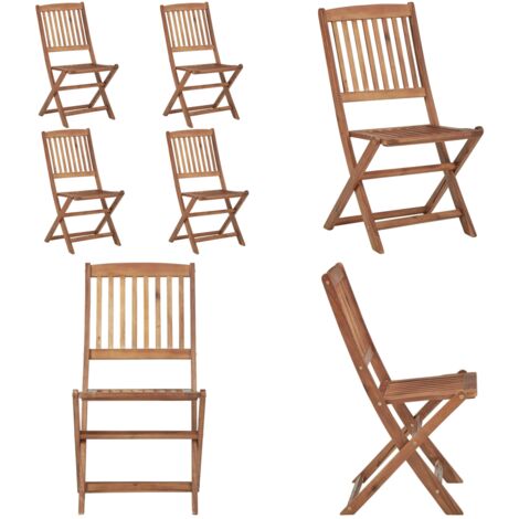 Sedie da Giardino Pieghevoli 4 pz in Legno Massello d'Acacia - Sedie pieghevoli - Sedie da esterno