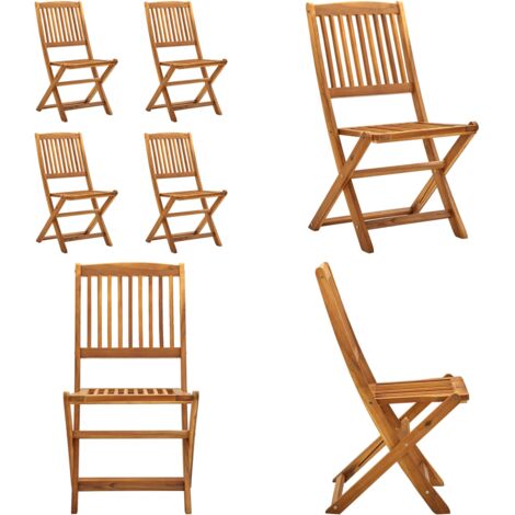 Sedie da Giardino Pieghevoli 4 pz in Legno Massello d'Acacia - Sedie pieghevoli - Sedie da pranzo