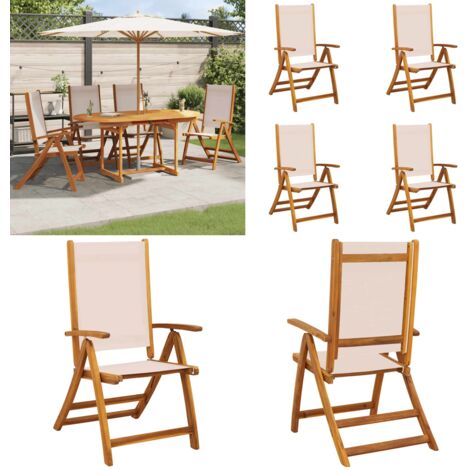 Sedie da Giardino Pieghevoli 4 pz Massello d'Acacia e Textilene - Sedie da giardino - Sedie da terrazza