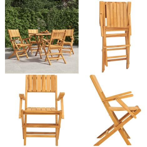 Sedie da Giardino Pieghevoli 4pz 55x61x90cm Legno Massello Teak - Sedie pieghevoli - Sedie in legno