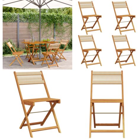 Sedie da Giardino Pieghevoli 4pz Beige Legno Massello di Acacia - Sedie da giardino in legno - Sedie da giardino in acacia