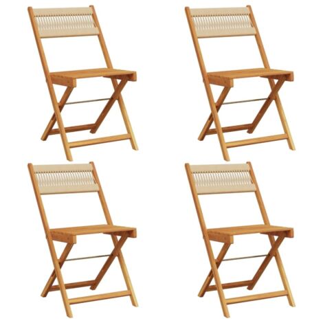 Sedie da Giardino Pieghevoli 4pz Beige Legno Massello di Acacia vidaXL
