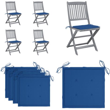 Sedie da Giardino Pieghevoli 4pz con Cuscini in Massello Acacia - Sedie pieghevoli - Sedie da pranzo