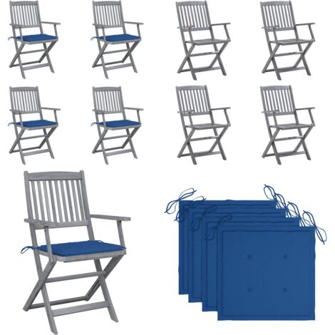 Sedie da Giardino Pieghevoli 4pz con Cuscini in Massello Acacia - Sedie pieghevoli - Sedie da pranzo