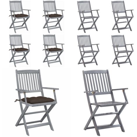 Sedie da Giardino Pieghevoli 4pz con Cuscini in Massello Acacia - Sedie pieghevoli - Sedie da pranzo