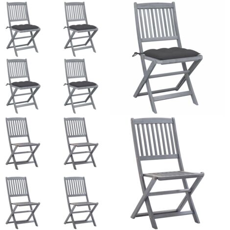 Sedie da Giardino Pieghevoli 4pz con Cuscini in Massello Acacia - Sedie pieghevoli - Sedie da pranzo