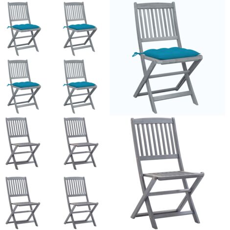 Sedie da Giardino Pieghevoli 4pz con Cuscini in Massello Acacia - Sedie pieghevoli - Sedie da pranzo