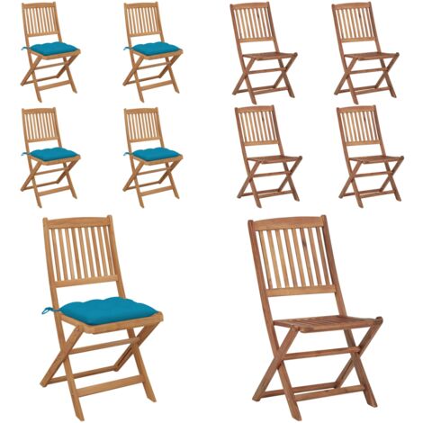 Sedie da Giardino Pieghevoli 4pz con Cuscini Massello d'Acacia - Sedie pieghevoli - Sedie in legno