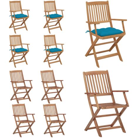 Sedie da Giardino Pieghevoli 4pz con Cuscini Massello d'Acacia - Sedie pieghevoli - Sedie in legno