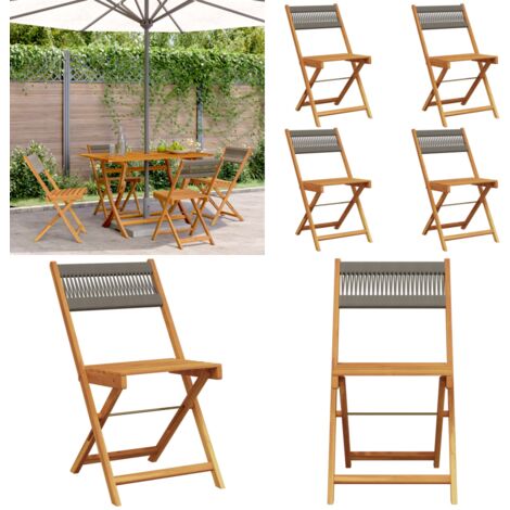 Sedie da Giardino Pieghevoli 4pz Grigie Legno Massello Acacia - Sedie da giardino in legno - Sedie da giardino in acacia