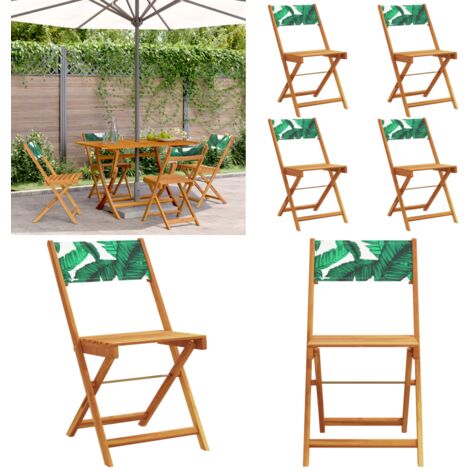 Sedie da Giardino Pieghevoli 4pz Verde Tessuto e Legno Massello - Sedie pieghevoli - Sedie da esterno