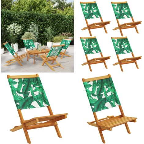 Sedie da Giardino Pieghevoli 4pz Verde Tessuto e Legno Massello - Sedie pieghevoli - Sedie da esterno