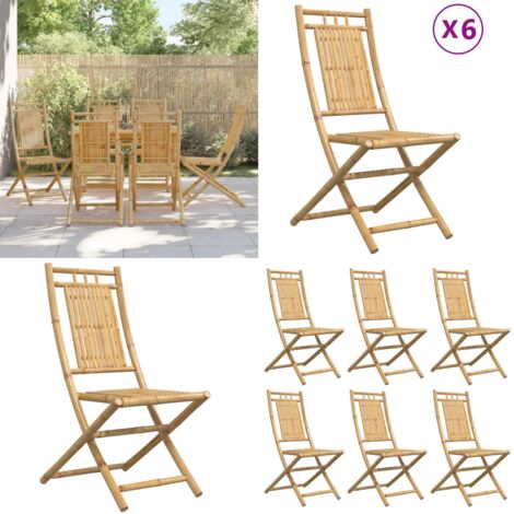 Sedie da Giardino Pieghevoli 6 pz 46x66x99 cm in Bambù - Sedie pieghevoli - Sedie in bambù