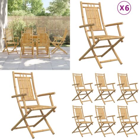 Sedie da Giardino Pieghevoli 6 pz 53x66x99 cm in Bambù - Sedie pieghevoli - Sedie in bambù