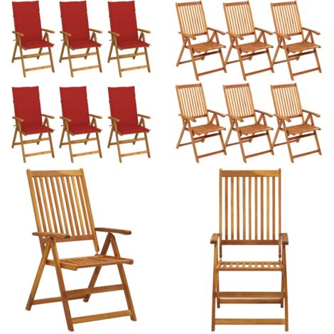 Sedie da Giardino Pieghevoli 6 pz con Cuscini Massello Acacia - Sedie pieghevoli - Sedie da pranzo