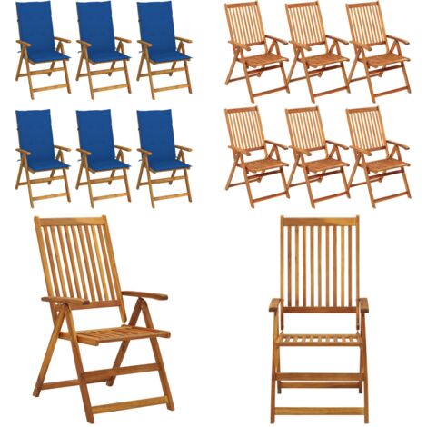 Sedie da Giardino Pieghevoli 6 pz con Cuscini Massello Acacia - Sedie pieghevoli - Sedie da pranzo