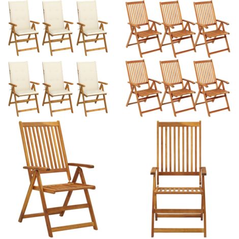 Sedie da Giardino Pieghevoli 6 pz con Cuscini Massello Acacia - Sedie pieghevoli - Sedie da pranzo