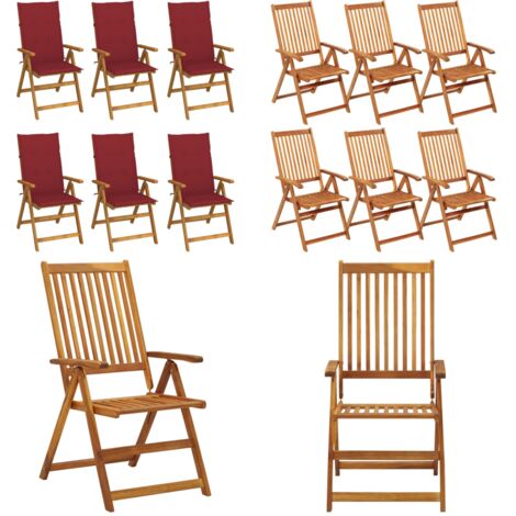 Sedie da Giardino Pieghevoli 6 pz con Cuscini Massello Acacia - Sedie pieghevoli - Sedie da pranzo