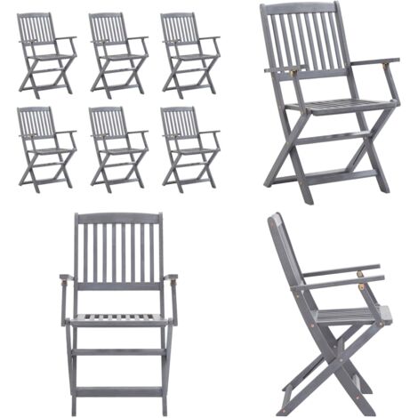 Sedie da Giardino Pieghevoli 6 pz in Legno Massello d'Acacia - Sedie pieghevoli - Sedie da pranzo