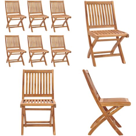 Sedie da Giardino Pieghevoli 6 pz in Legno Massello di Teak - Sedie in legno teak - Sedie pieghevoli