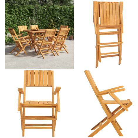 Sedie da Giardino Pieghevoli 6pz 55x61x90cm Legno Massello Teak - Sedie pieghevoli - Sedie in legno