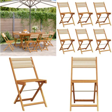 Sedie da Giardino Pieghevoli 6pz Beige Legno Massello di Acacia - Sedie da giardino in legno - Sedie da giardino in acacia