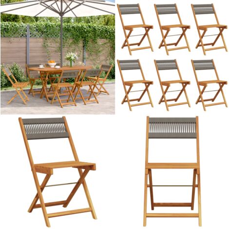 Sedie da Giardino Pieghevoli 6pz Grigie Legno Massello Acacia - Sedie da giardino in legno - Sedie da esterno